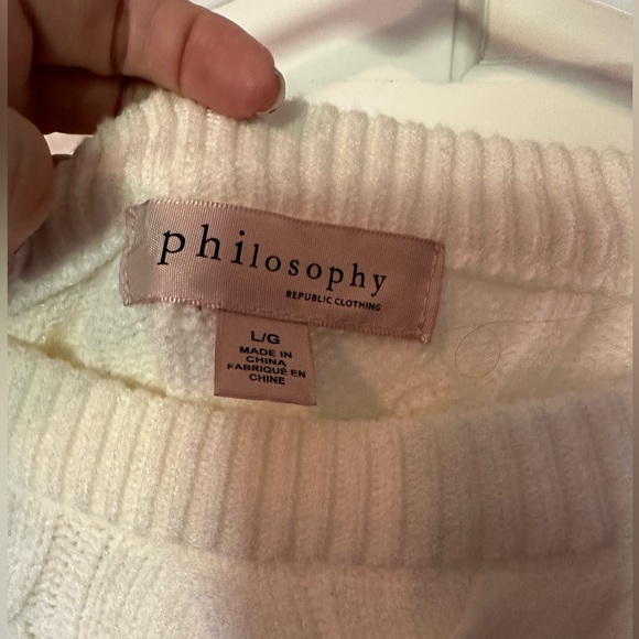 White Philosophy Sweater- Size Large - Picture 3 of 4